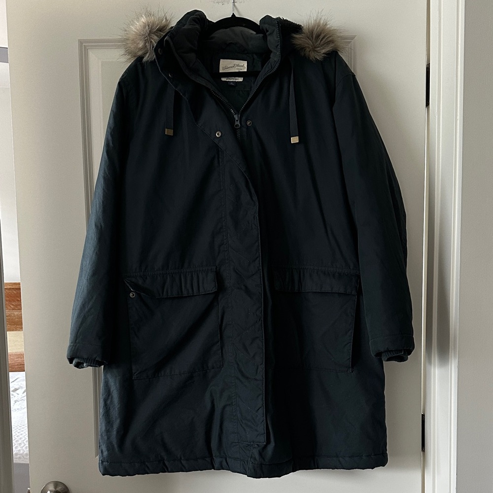 Universal Thread Dark Ski Jacket with Fur Trim
